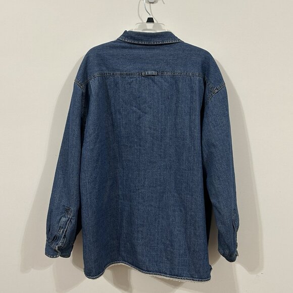 Vintage Levis Jacket Men's XXL Blue Denim Sherpa Lined Shirt Shacket Y2K - Picture 4 of 13